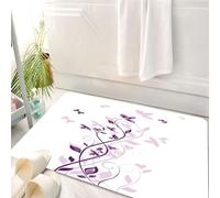 HKPOEQ Tappeto Bagno 50 x 80 cm,Tappetino in Microfibra, Tappeti Assorbente Antiscivolo,Disegno di vite di fiori viola, uva a spirale, disposizione artistica di farfalle vio,Soffice Tappetini Doccia