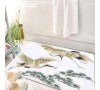 HKPOEQ Tappeto Bagno 50 x 80 cm,Tappetino in Microfibra, Tappeti Assorbente Antiscivolo,Due eleganti uccelli che volano sopra i rami di pino incarnano la libertà e la bellez,Soffice Tappetini Doccia
