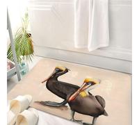 HKPOEQ Tappeto Bagno 50 x 80 cm,Tappetino in Microfibra, Tappeti Assorbente Antiscivolo,due pellicani bruni adulti, paralleli tra loro, su palafitte che sporgono dall'acqua.,Soffice Tappetini Doccia