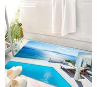 HKPOEQ Tappeto Bagno 50 x 80 cm,Tappetino in Microfibra, Tappeti Assorbente Antiscivolo,Edifici bianchi in Terra Santa, Grecia. Decorazione di una lussuosa piscina vista mar,Soffice Tappetini Doccia