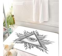 HKPOEQ Tappeto Bagno 50 x 80 cm,Tappetino in Microfibra, Tappeti Assorbente Antiscivolo,Emblema mistico triangolare con un occhio al centro, circondato da raggi fluenti si a,Soffice Tappetini Doccia