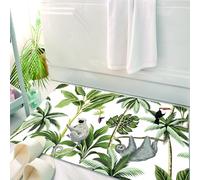 HKPOEQ Tappeto Bagno 50 x 80 cm,Tappetino in Microfibra, Tappeti Assorbente Antiscivolo,Fauna selvatica tropicale, animali e piante esotici in armonia nella giungla, vivida,Soffice Tappetini Doccia