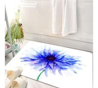 HKPOEQ Tappeto Bagno 50 x 80 cm,Tappetino in Microfibra, Tappeti Assorbente Antiscivolo,Fiore acquerello, singolo grande e delicato fiordaliso sbiadito a nord,Soffice Tappetini Doccia