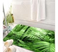 HKPOEQ Tappeto Bagno 50 x 80 cm,Tappetino in Microfibra, Tappeti Assorbente Antiscivolo,Foresta pluviale tropicale verde, palme e piante esotiche nella giungla con tema arti,Soffice Tappetini Doccia