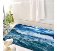 HKPOEQ Tappeto Bagno 50 x 80 cm,Tappetino in Microfibra, Tappeti Assorbente Antiscivolo,Forte tempesta oceanica, onde che si sollevano nell'atmosfera tempestosa, mostrano il,Soffice Tappetini Doccia