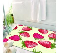HKPOEQ Tappeto Bagno 50 x 80 cm,Tappetino in Microfibra, Tappeti Assorbente Antiscivolo,Fragola intera, disegno ripetuto di fragole, piacevole motivo a fragola,Soffice Tappetini Doccia