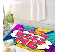HKPOEQ Tappeto Bagno 50 x 80 cm,Tappetino in Microfibra, Tappeti Assorbente Antiscivolo,Fumetto Baciami. Messaggio in stile fumetto pop art.,Soffice Tappetini Doccia