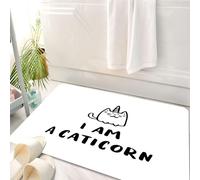 HKPOEQ Tappeto Bagno 50 x 80 cm,Tappetino in Microfibra, Tappeti Assorbente Antiscivolo,Gatto unicorno, citazione umoristica Disegno a mano un gatto unicorno,Soffice Tappetini Doccia