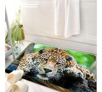 HKPOEQ Tappeto Bagno 50 x 80 cm,Tappetino in Microfibra, Tappeti Assorbente Antiscivolo,Giungla, Giaguaro sudamericano, Fauna selvatica, Carnivoro, In via di estinzione, Saf,Soffice Tappetini Doccia