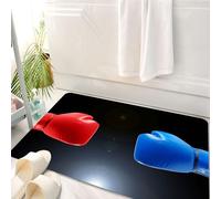 HKPOEQ Tappeto Bagno 50 x 80 cm,Tappetino in Microfibra, Tappeti Assorbente Antiscivolo,Guantoni da boxe rossi e blu in uno scontro, su sfondo nero, a indicare un conflitto,Soffice Tappetini Doccia