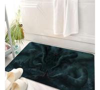 HKPOEQ Tappeto Bagno 50 x 80 cm,Tappetino in Microfibra, Tappeti Assorbente Antiscivolo,guerriero in piedi che guarda Cthulhu mostro cosmico mostro marino tempesta maltempo,Soffice Tappetini Doccia