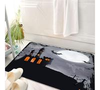 HKPOEQ Tappeto Bagno 50 x 80 cm,Tappetino in Microfibra, Tappeti Assorbente Antiscivolo,Halloween vintage, casta asimmetrica a tema Halloween con pipistrelli e fantasmi spav,Soffice Tappetini Doccia