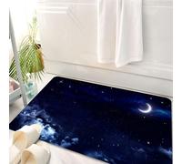 HKPOEQ Tappeto Bagno 50 x 80 cm,Tappetino in Microfibra, Tappeti Assorbente Antiscivolo,Il cielo scuro è illuminato dalla luna e da innumerevoli stelle, e le nuvole scure ag,Soffice Tappetini Doccia