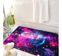 HKPOEQ Tappeto Bagno 50 x 80 cm,Tappetino in Microfibra, Tappeti Assorbente Antiscivolo,Il cielo stellato rosa e blu si mostra vividamente, splendendo di stelle nell'univers,Soffice Tappetini Doccia