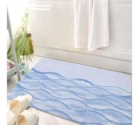 HKPOEQ Tappeto Bagno 50 x 80 cm,Tappetino in Microfibra, Tappeti Assorbente Antiscivolo,Il design delle onde, il disegno ripetitivo delle onde blu, cattura il ritmo tranquil,Soffice Tappetini Doccia
