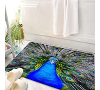 HKPOEQ Tappeto Bagno 50 x 80 cm,Tappetino in Microfibra, Tappeti Assorbente Antiscivolo,Il magnifico pavone, con la sua spettacolare coda larga, mostra la artistica della na,Soffice Tappetini Doccia