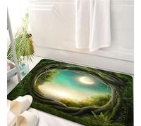 HKPOEQ Tappeto Bagno 50 x 80 cm,Tappetino in Microfibra, Tappeti Assorbente Antiscivolo,Il sentiero segreto nella foresta al chiaro di luna, Foresta misteriosa e regno illum,Soffice Tappetini Doccia
