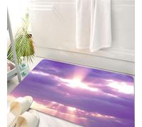 HKPOEQ Tappeto Bagno 50 x 80 cm,Tappetino in Microfibra, Tappeti Assorbente Antiscivolo,Il sole rompe le nuvole, dipinge il cielo con ombre viola e crea una scena pacifica,Soffice Tappetini Doccia