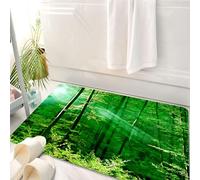 HKPOEQ Tappeto Bagno 50 x 80 cm,Tappetino in Microfibra, Tappeti Assorbente Antiscivolo,Il sole splende attraverso la rigogliosa volta ed emette una luce soffusa sui boschi,Soffice Tappetini Doccia