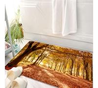 HKPOEQ Tappeto Bagno 50 x 80 cm,Tappetino in Microfibra, Tappeti Assorbente Antiscivolo,Il suolo del bosco è ricoperto di foglie autunnali color arancione brillante e la luc,Soffice Tappetini Doccia