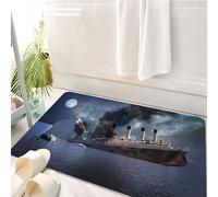 HKPOEQ Tappeto Bagno 50 x 80 cm,Tappetino in Microfibra, Tappeti Assorbente Antiscivolo,Il transatlantico Titanic si schiantò contro un iceberg nel 1912 nell'Oceano Atlantic,Soffice Tappetini Doccia