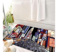 HKPOEQ Tappeto Bagno 50 x 80 cm,Tappetino in Microfibra, Tappeti Assorbente Antiscivolo,Illustrazione vettoriale di una vista notturna di Times Square a New York (tutte le p,Soffice Tappetini Doccia