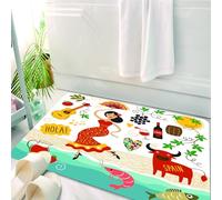 HKPOEQ Tappeto Bagno 50 x 80 cm,Tappetino in Microfibra, Tappeti Assorbente Antiscivolo,Illustrazione del vibrante talento spagnolo, descrizione degli allegri elementi cultu,Soffice Tappetini Doccia