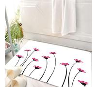 HKPOEQ Tappeto Bagno 50 x 80 cm,Tappetino in Microfibra, Tappeti Assorbente Antiscivolo,Illustrazione di una pianta: una di fiori rosa su una tela bianca pura,Soffice Tappetini Doccia
