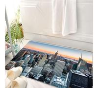 HKPOEQ Tappeto Bagno 50 x 80 cm,Tappetino in Microfibra, Tappeti Assorbente Antiscivolo,Immagine a tema New York City Wall Art Rose Quartz Manhattan Skyline Tramo,Soffice Tappetini Doccia