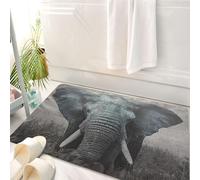 HKPOEQ Tappeto Bagno 50 x 80 cm,Tappetino in Microfibra, Tappeti Assorbente Antiscivolo,Immagine in bianco e nero in stile vintage di un elefante africano nel Parco Nazional,Soffice Tappetini Doccia