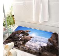 HKPOEQ Tappeto Bagno 50 x 80 cm,Tappetino in Microfibra, Tappeti Assorbente Antiscivolo,immagine selezionata di un'aquila calva dorata che riposa sulla cima della montagna,Soffice Tappetini Doccia