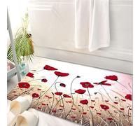 HKPOEQ Tappeto Bagno 50 x 80 cm,Tappetino in Microfibra, Tappeti Assorbente Antiscivolo,Impressione di fiori rossi, dipinto a olio, arte creativa, acrilico, dipinto a mano,Soffice Tappetini Doccia