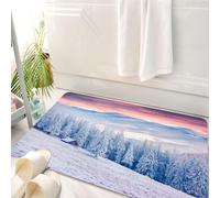 HKPOEQ Tappeto Bagno 50 x 80 cm,Tappetino in Microfibra, Tappeti Assorbente Antiscivolo,Inverno, alba nel paesaggio invernale, tovagliette resistenti al calore,Soffice Tappetini Doccia
