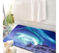 HKPOEQ Tappeto Bagno 50 x 80 cm,Tappetino in Microfibra, Tappeti Assorbente Antiscivolo,Inverno, Aurora Boreale in Islanda Fenomeni Naturali Ambiente Decorativo del Nord,Soffice Tappetini Doccia