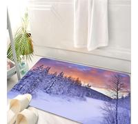HKPOEQ Tappeto Bagno 50 x 80 cm,Tappetino in Microfibra, Tappeti Assorbente Antiscivolo,Inverno, fiume ghiacciato in un paesaggio invernale Lapponia finlandese all'alba Arti,Soffice Tappetini Doccia