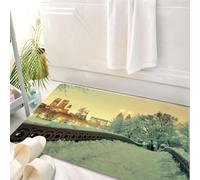 HKPOEQ Tappeto Bagno 50 x 80 cm,Tappetino in Microfibra, Tappeti Assorbente Antiscivolo,Inverno, stagione invernale di Central Park con grattacieli e ponte Bow innevato a Ma,Soffice Tappetini Doccia