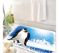 HKPOEQ Tappeto Bagno 50 x 80 cm,Tappetino in Microfibra, Tappeti Assorbente Antiscivolo,Inverno, tici pinguini in Islanda in un clima artico ghiacciato e innevato, illustraz,Soffice Tappetini Doccia