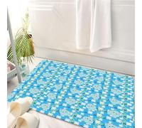HKPOEQ Tappeto Bagno 50 x 80 cm,Tappetino in Microfibra, Tappeti Assorbente Antiscivolo,Ippopotamo divertente dei cartoni animati giallo e blu con stelle e carino,Soffice Tappetini Doccia