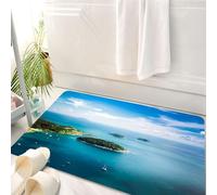 HKPOEQ Tappeto Bagno 50 x 80 cm,Tappetino in Microfibra, Tappeti Assorbente Antiscivolo,Isola di Koh Kaeo nell'oceano con barche che galleggiano vicino alla riva, immagine r,Soffice Tappetini Doccia