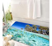 HKPOEQ Tappeto Bagno 50 x 80 cm,Tappetino in Microfibra, Tappeti Assorbente Antiscivolo,Isola tropicale ed esotica sopra e sotto l'acqua, costa incontaminata e panoramica, p,Soffice Tappetini Doccia