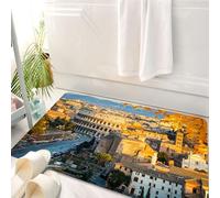 HKPOEQ Tappeto Bagno 50 x 80 cm,Tappetino in Microfibra, Tappeti Assorbente Antiscivolo,Italia, Colosseo a Roma anfiteatro antica architettura storica sera dicembre,Soffice Tappetini Doccia