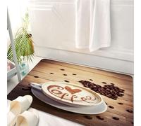 HKPOEQ Tappeto Bagno 50 x 80 cm,Tappetino in Microfibra, Tappeti Assorbente Antiscivolo,Italiano Caffè Marrone Tazza Caffè Amore Cuore Disegno Latte Primo Piano Cibo Bevanda,Soffice Tappetini Doccia