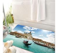 HKPOEQ Tappeto Bagno 50 x 80 cm,Tappetino in Microfibra, Tappeti Assorbente Antiscivolo,Italiano urbano, Gondole Veneziane e Laguna Adriatica Venezia Foto Pri,Soffice Tappetini Doccia