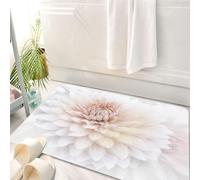 HKPOEQ Tappeto Bagno 50 x 80 cm,Tappetino in Microfibra, Tappeti Assorbente Antiscivolo,La delicata e artistica dalia bianca mostra la sua intricata struttura di petali,Soffice Tappetini Doccia
