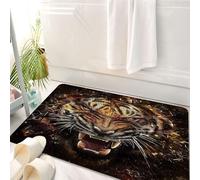 HKPOEQ Tappeto Bagno 50 x 80 cm,Tappetino in Microfibra, Tappeti Assorbente Antiscivolo,La feroce tigre libera il suo potere primitivo, Tigre maestosa che ruggisce, Il volto,Soffice Tappetini Doccia