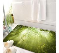 HKPOEQ Tappeto Bagno 50 x 80 cm,Tappetino in Microfibra, Tappeti Assorbente Antiscivolo,La luce del sole penetra attraverso le lussureggianti foglie verdi, creando una scena,Soffice Tappetini Doccia