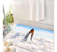 HKPOEQ Tappeto Bagno 50 x 80 cm,Tappetino in Microfibra, Tappeti Assorbente Antiscivolo,La navetta che corre tra le nuvole, la navetta viene avviata tra le nuvole e la scena,Soffice Tappetini Doccia