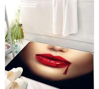 HKPOEQ Tappeto Bagno 50 x 80 cm,Tappetino in Microfibra, Tappeti Assorbente Antiscivolo,Labbra di donna vampiro sexy con sangue che gocciola, primo piano glamour di Hallowee,Soffice Tappetini Doccia