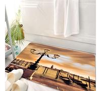HKPOEQ Tappeto Bagno 50 x 80 cm,Tappetino in Microfibra, Tappeti Assorbente Antiscivolo,Laguna di Venezia. Gondole ormeggiate a Piazza San Marco sui Canal Grande di notte. V,Soffice Tappetini Doccia