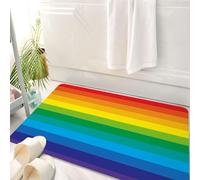 HKPOEQ Tappeto Bagno 50 x 80 cm,Tappetino in Microfibra, Tappeti Assorbente Antiscivolo,Le iconiche strisce arcobaleno, sequenze ordinate di colori arcobaleno dal rosso al v,Soffice Tappetini Doccia